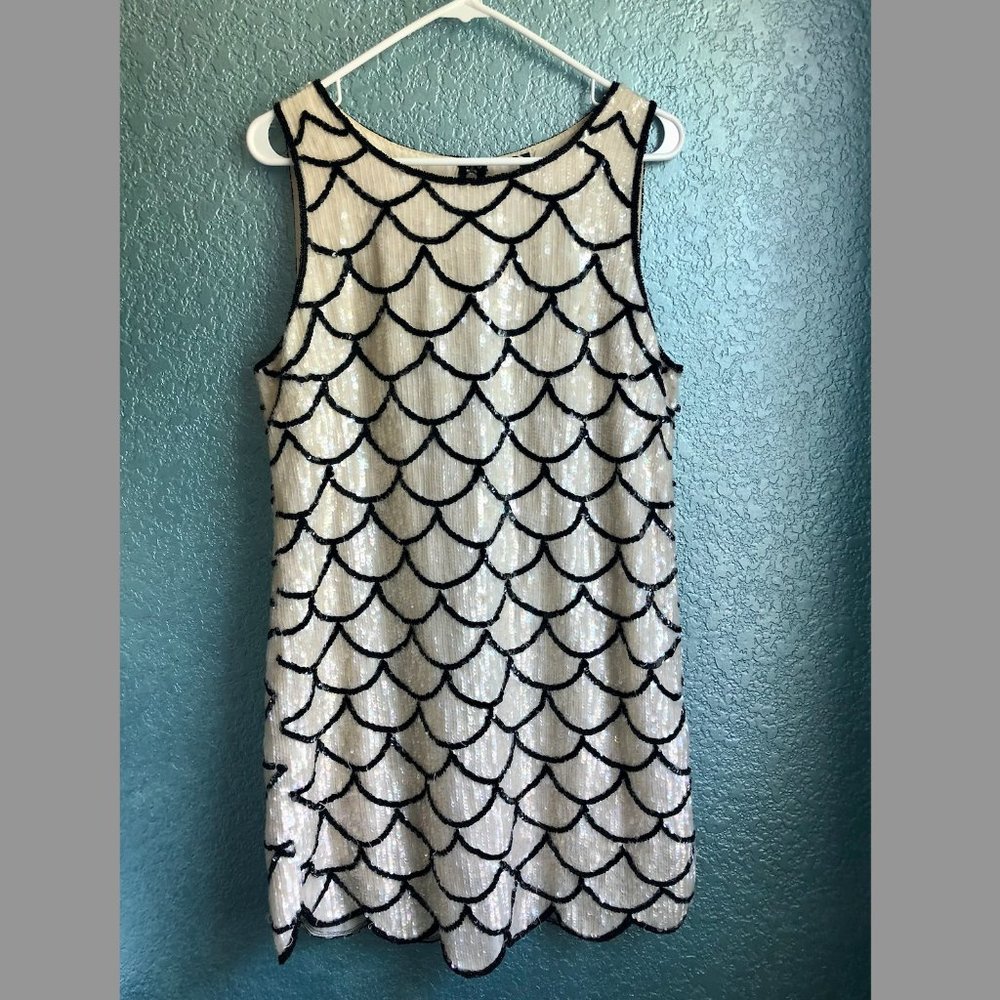 Vintage Black and White Sequin Dress